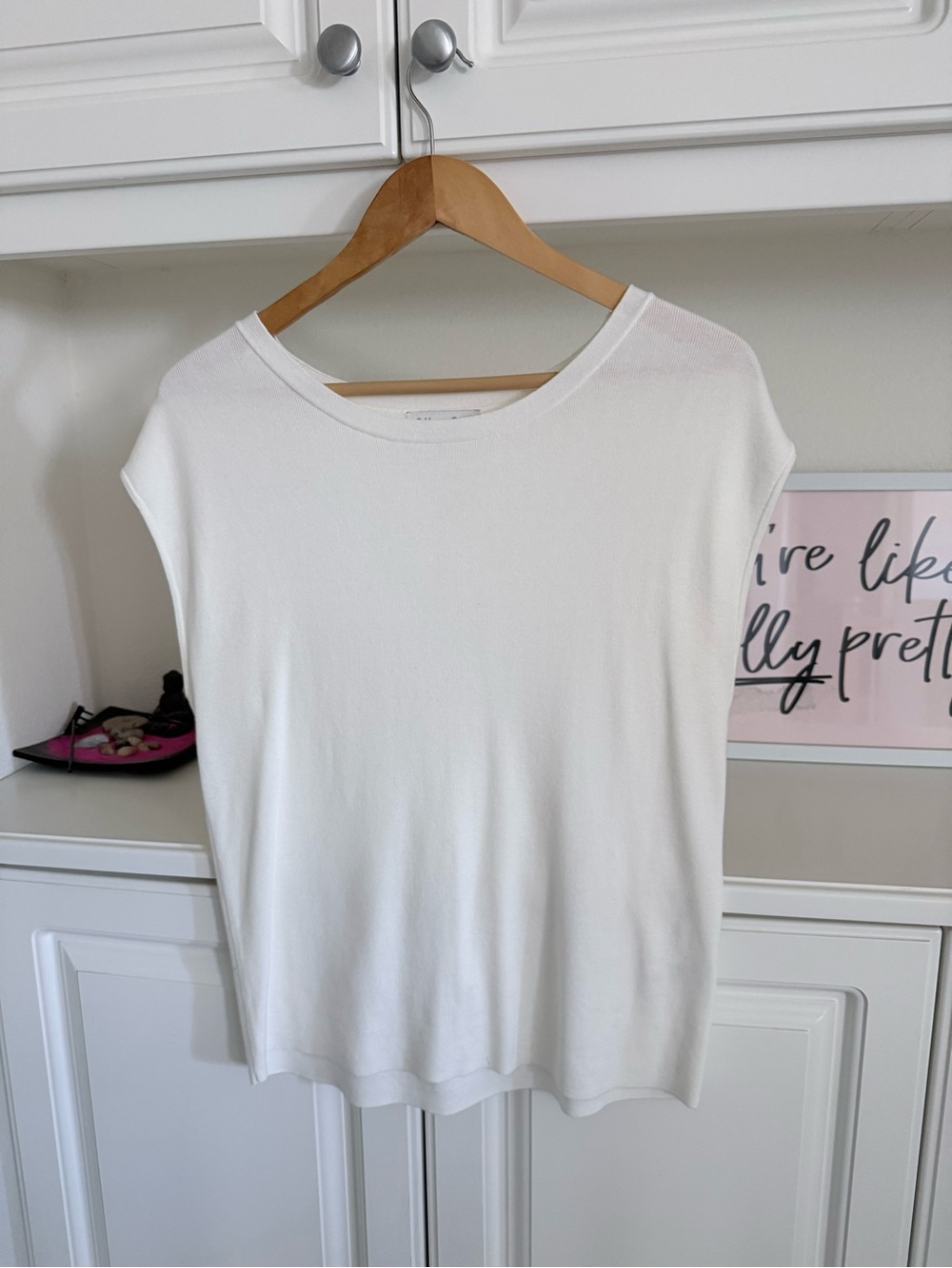 Coldwater Creek White Cap-Sleeve Knit Top